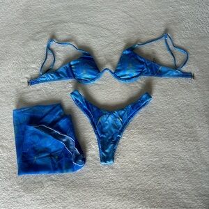 Blue Marble Bikini Set and Wrap
